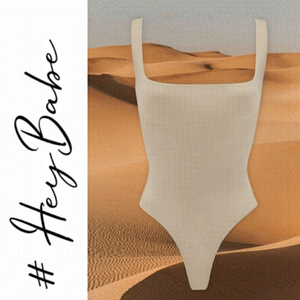 Hey BABE Instagram LA label white bodysuit rounded square neck basic women's L